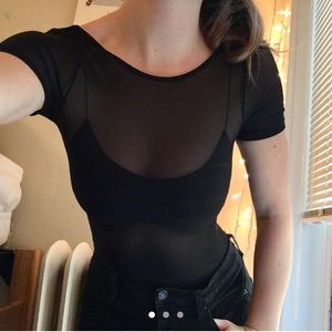 Black mesh bodysuit
